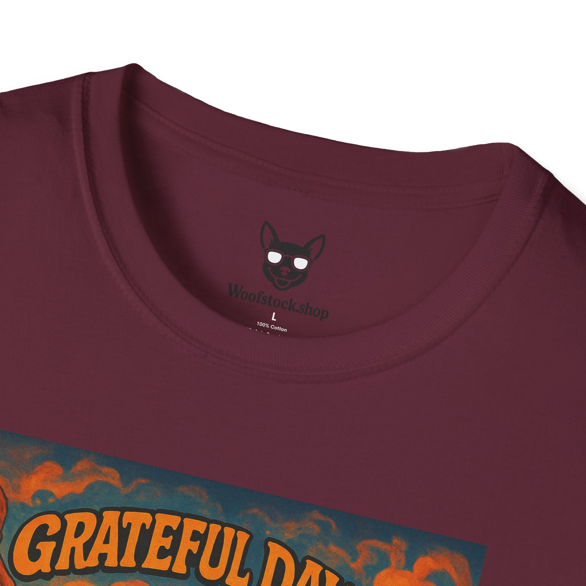 Grateful Dead Concert Poster Dog Parody Unisex Softstyle T-Shirt – Funny Tee for Music and Dog Lovers